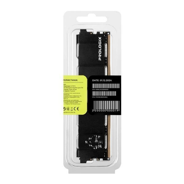 Модуль пам`ятi DDR4 8GB/3200 Prologix Black PRO8GB3200B4 фото