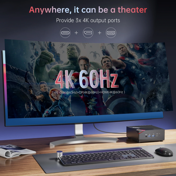 Міні ПК ACEMAGICIAN AM06 Pro AMD Ryzen 7 5800U 16GB DDR4 512GB NVME SSD | 4K Triple Display | Type-C | Dual Ethernet | WiFi 6 | BT 5.2 Б/в AM06PRO фото