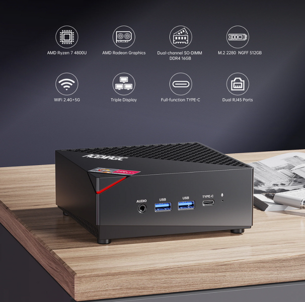 Міні ПК ACEMAGICIAN AM06 Pro AMD Ryzen 7 5800U 16GB DDR4 512GB NVME SSD | 4K Triple Display | Type-C | Dual Ethernet | WiFi 6 | BT 5.2 Б/в AM06PRO фото
