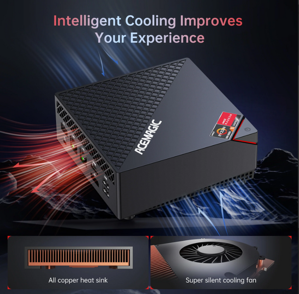 Міні ПК ACEMAGICIAN AM06 Pro AMD Ryzen 7 5800U 16GB DDR4 512GB NVME SSD | 4K Triple Display | Type-C | Dual Ethernet | WiFi 6 | BT 5.2 Б/в AM06PRO фото
