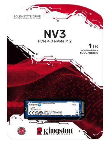 Накопичувач SSD 1TB M.2 NVMe Kingston NV3 M.2 2280 PCIe Gen4.0 x4 SNV3S/1000G фото