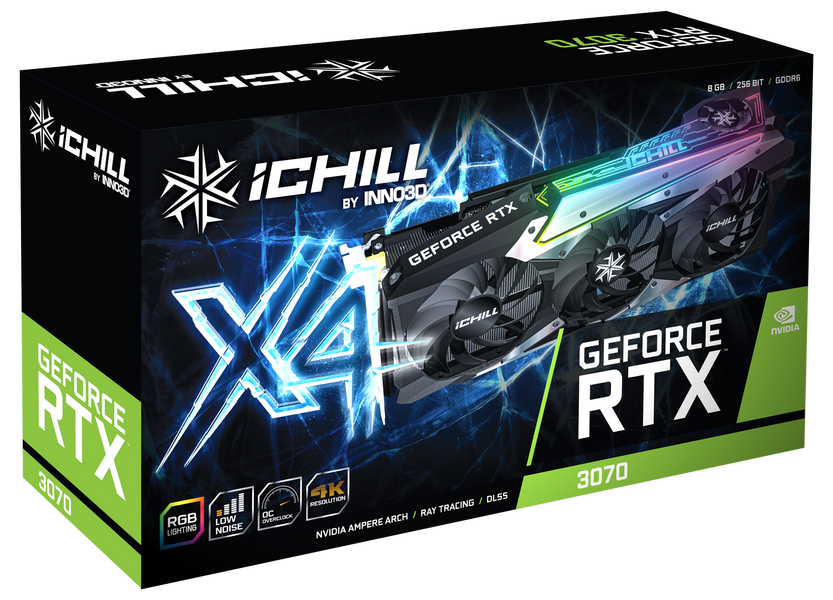Відеокарта INNO3D GEFORCE RTX 3070 ICHILL X4 LHR Б/в C30704-08D6X-1710VA35H фото