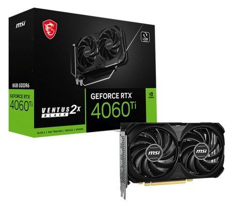 Відеокарта GF RTX 4060 Ti 8GB GDDR6 Ventus 2X Black E1 MSI GeForce RTX 4060 Ti 8G VENTUS 2X BLACK E1 фото