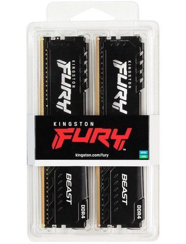 Оперативна пам'ять Kingston FURY 16 GB (2x8GB) DDR4 2666 MHz Beast Black Б/в KF426C16BBK2/16 фото